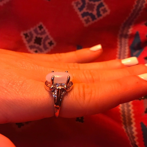 Oval Opal Gemstone Silver Ring - Picture 3 of 5